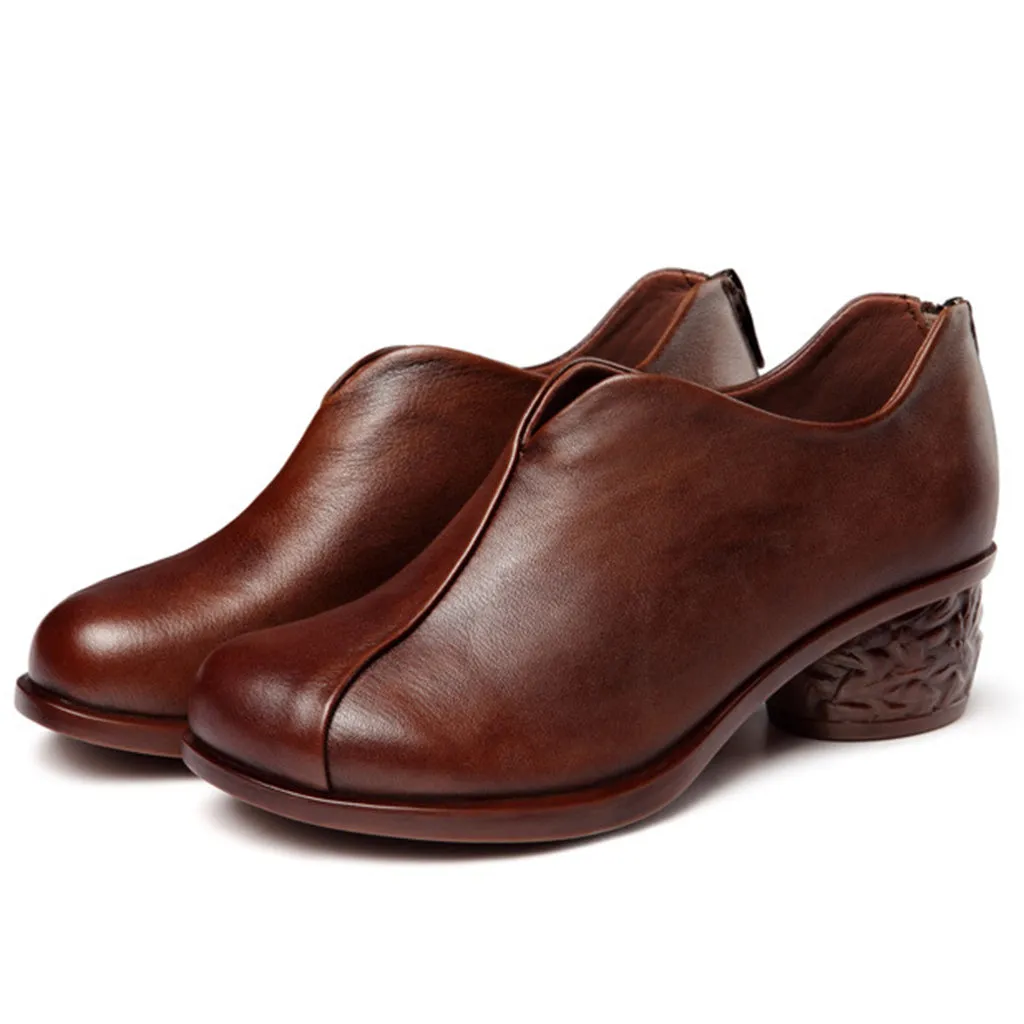 Autumn Handmade Retro Chunky Heels | Gift Shoes