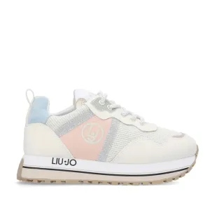 Scarpe LIU JO Sneakers Platform Maxi Wonder 518 in Microfibra con Dettaglio Glitter colore Milk